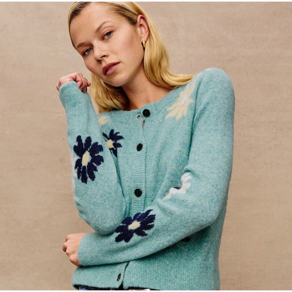 RAILS Millie Daisy Soft Girl Cardigan in Heather Teal Size XS